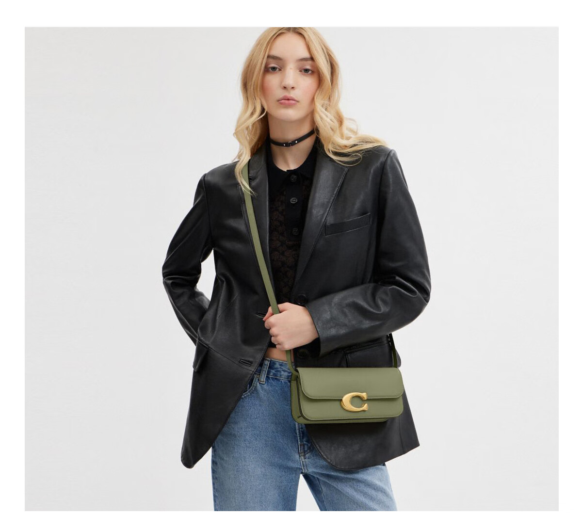 COACH [Brand Direct Supply], Women's IDOL Shoulder Crossbody Underarm Bag, Light Khaki Color, CP120 Gift 2