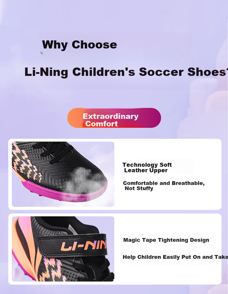 Li-Ning Soccer Shoes for Children Aged 6-12, TF Turf Cleats for Boys And Girls, Youth Professional Training And Competition Football Boots, Breathable Studs, Size 40 3
