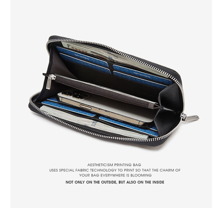 Old Man Head Men's Long Business Vertical Zipper Card Wallet First Layer Cowhide Clutch Money Clip Christmas Gift 4