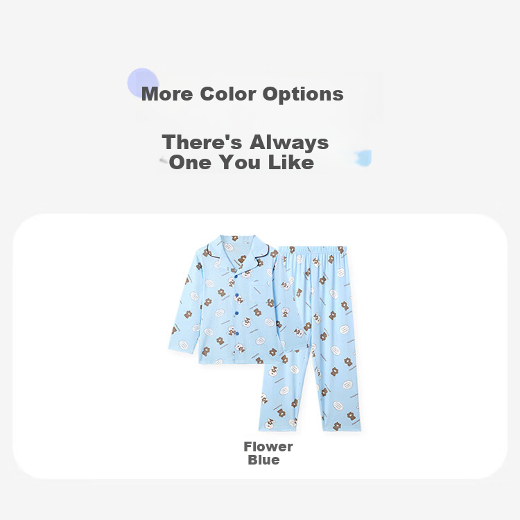 Jiusuiban [Miiiiichan Collaboration] Children's Pajamas, Boys' Spring And Summer Plant Cotton Thin Cartoon Bear Home Wear Set 11