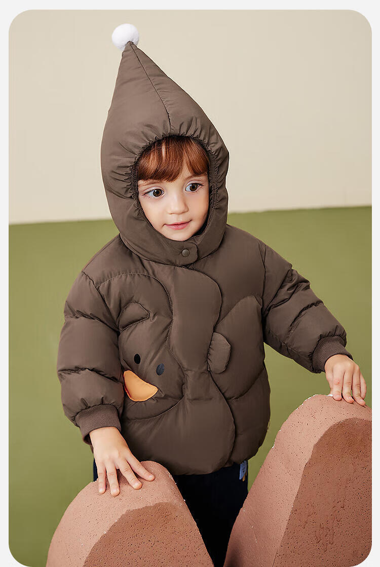 Minibala Kids Unisex Down Jacket Baby Cute Hooded Coat 2025 Winter [Three-proof] 8