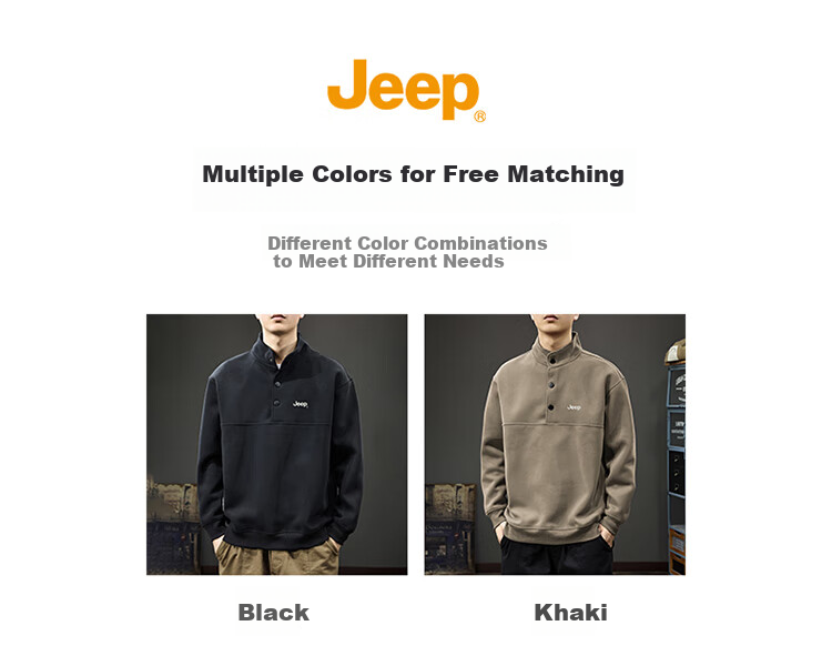 JEEP Men's Sweatshirt, Spring And Autumn Heavy Embroidery Base Layer, Casual Trendy Top for Men, Black, Size L 3