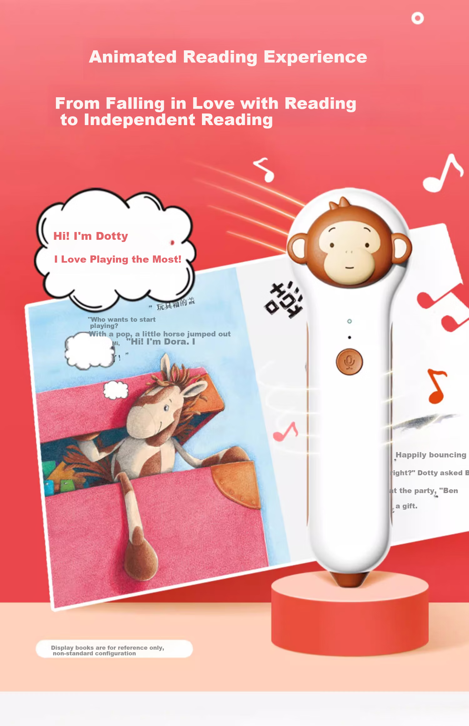 PIYO PEN Monkey Pipi Reading Pen, Children's English Enlightenment Early Education Machine, Reading Pen Toy, Birthday Gift for Boys And Girls 6