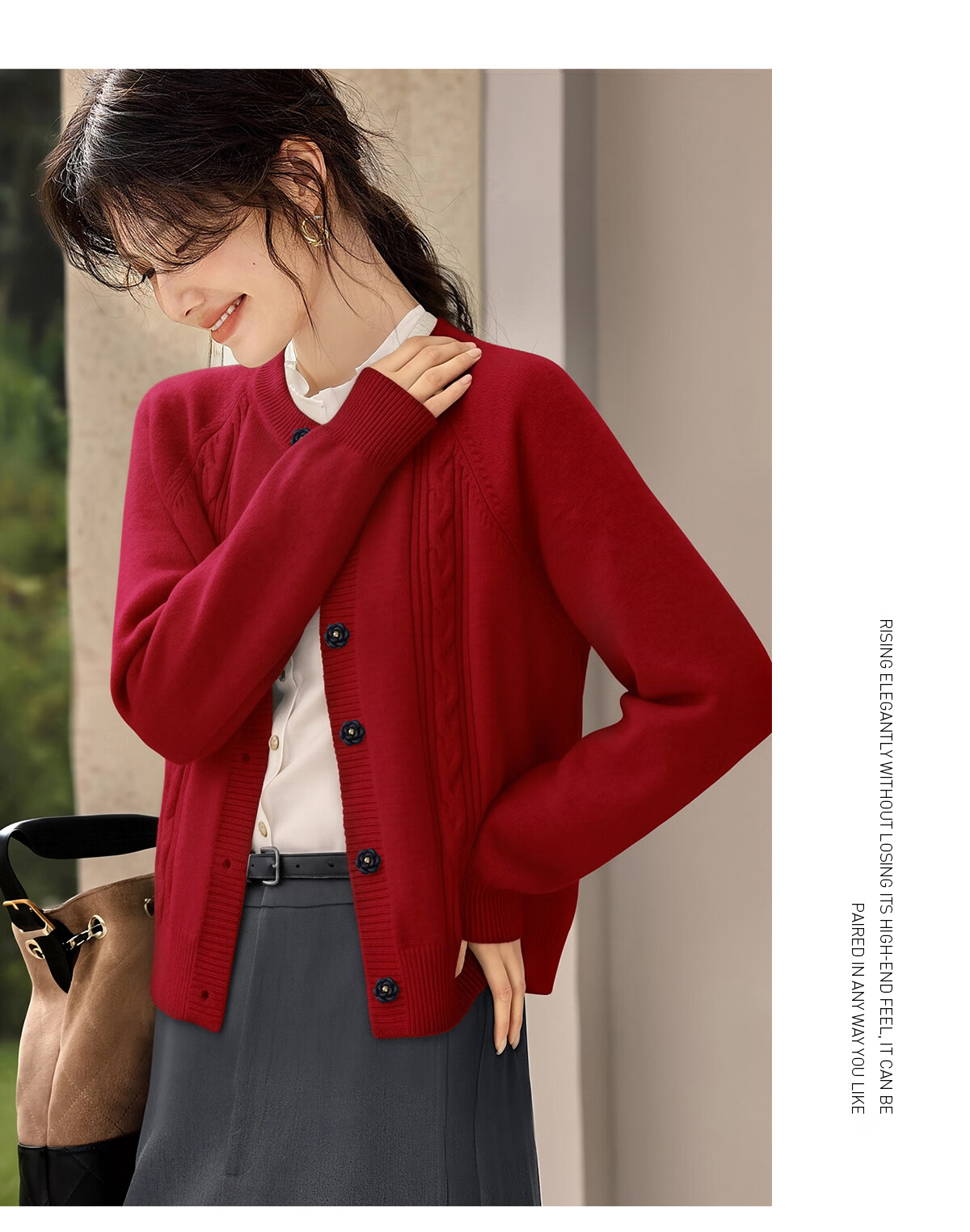 She Enjoy Knitted Cardigan Women Round Neck Cable Knit Sweater Soft Versatile Knit Top Outerwear T53Z136 7