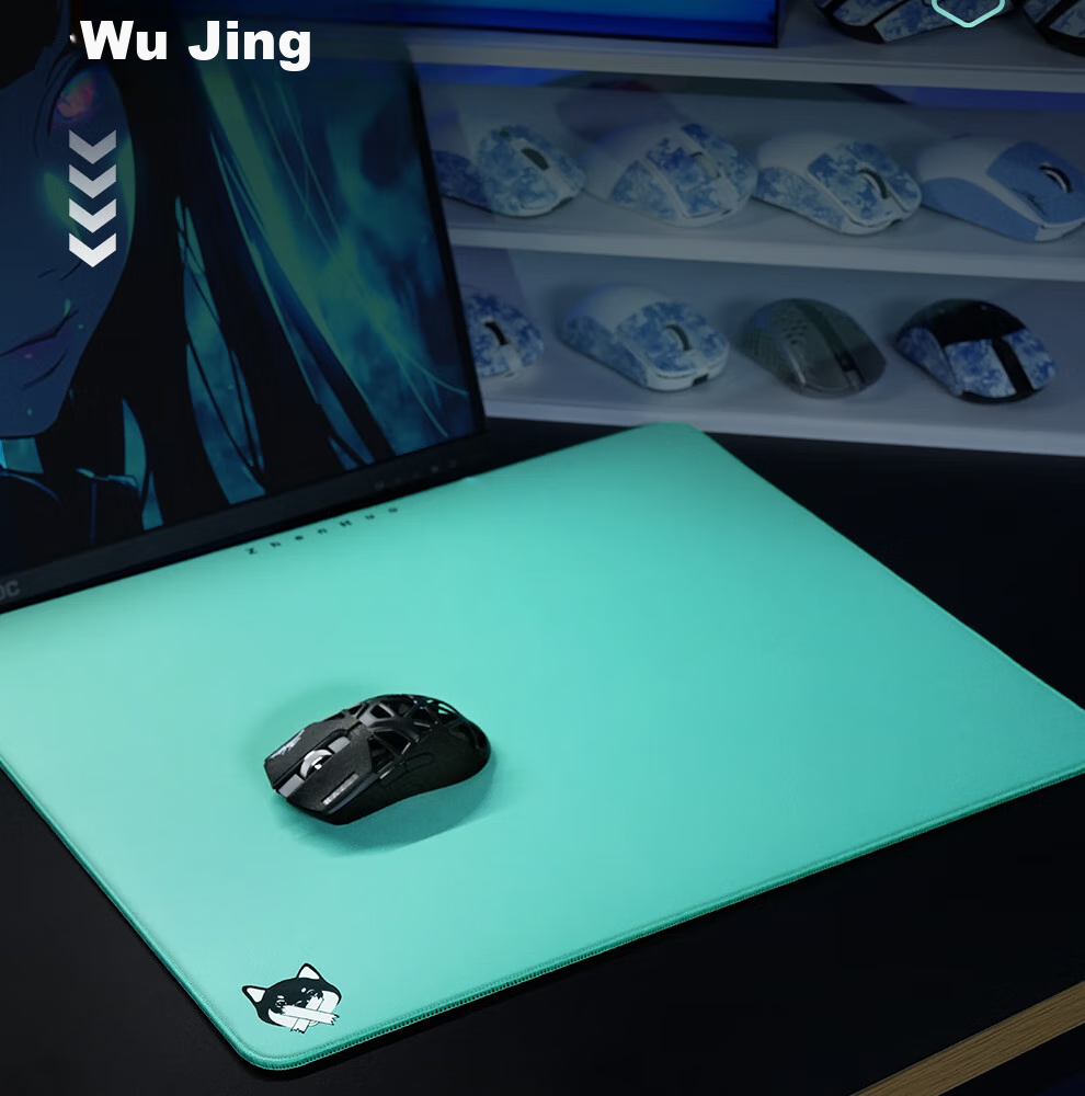 Zhenhuo Gaming Mouse Pad for FPS, Solid Color Edge-Bound Skin-Friendly Rubber Mat, Large Office Desk Pad, Wanchu CSGO Green 490*420*5 with Rubber Base 10