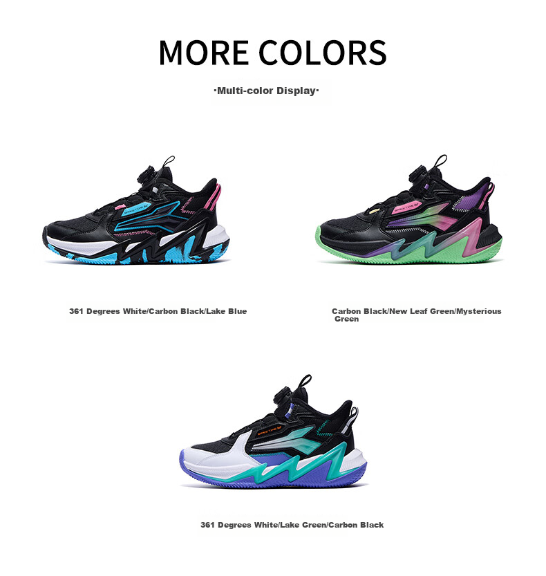 361° Kids' Sports Shoes 2025 Autumn Teenagers' Hard Court Wear-resistant Rapid Elastic Anti-twist Basketball Shoes Black Size 37 17