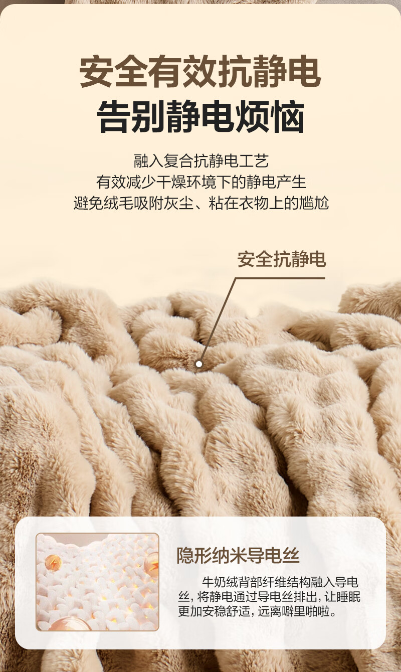 One's Member Faux Rabbit Fur Cat Blanket Throw Blanket Plush Blanket Beige 180*200cm Nap Blanket Sofa Blanket 1
