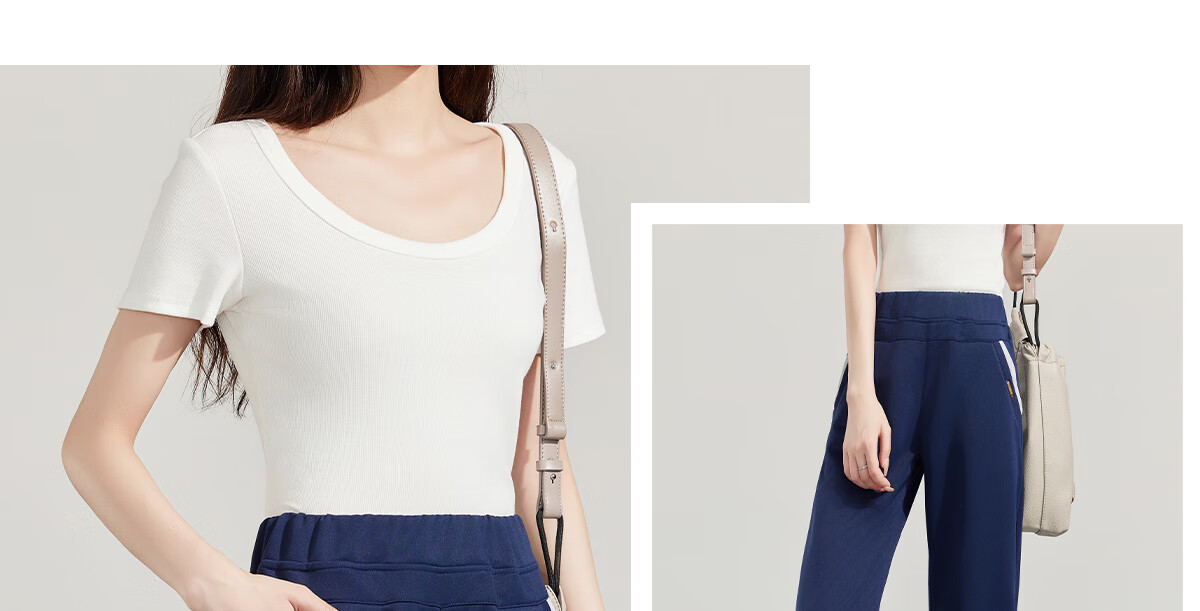 PinCai Women's Sports Pants Simple Solid Color Loose Straight Leg Elastic Waist Casual Pants P12KK5812 33