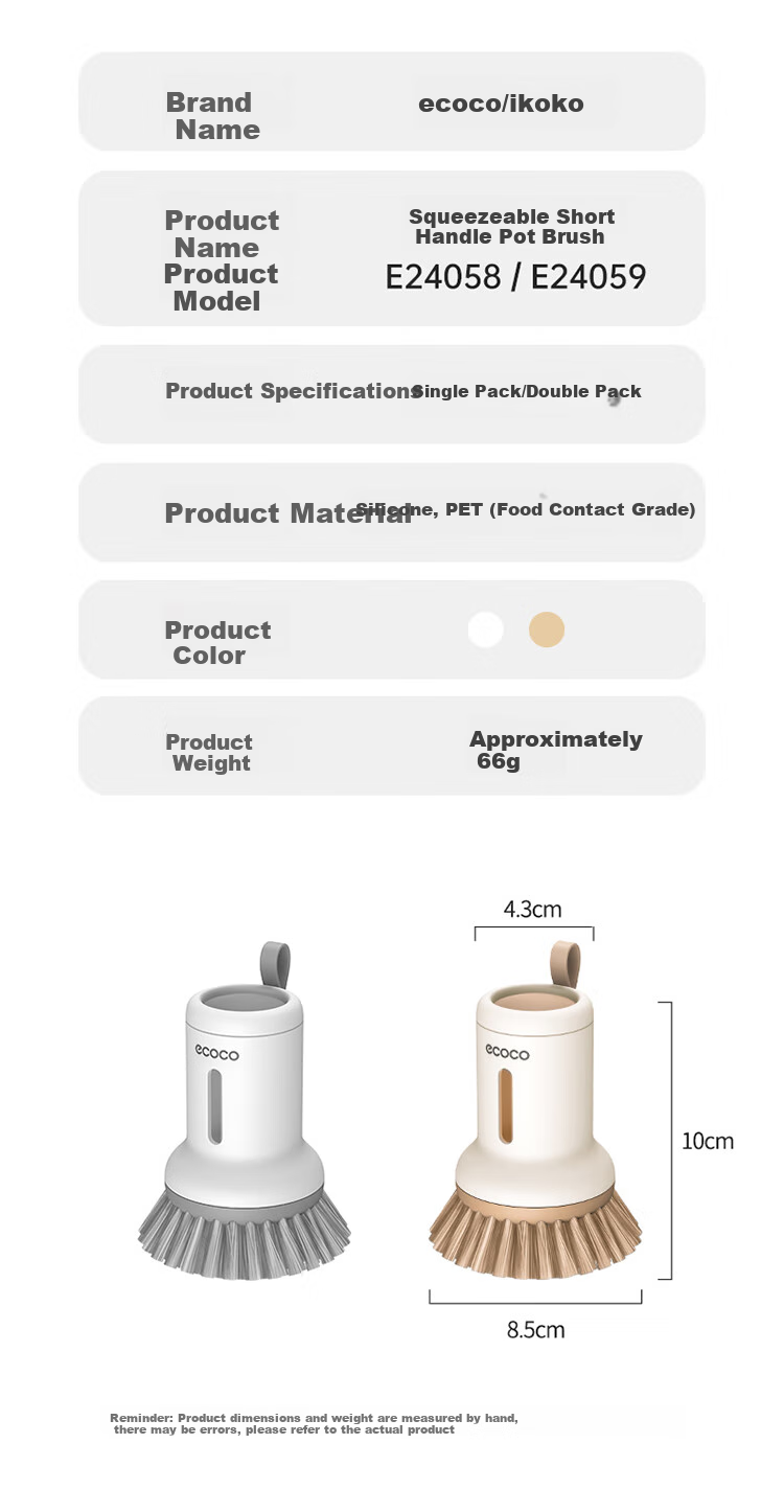 Ecoco Cup Brush Water Cup Cleaning Tool Baby Bottle 3-in-1 Multifunctional Long Handle Cup Brush E25203 White 16