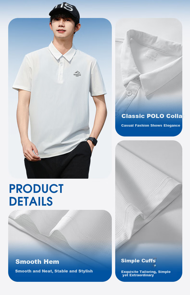 Huili Polo Shirt for Men, Summer Short-Sleeve, Quick-Dry T-Shirt, Breathable Collar, Casual Menswear, Gray, XL 26