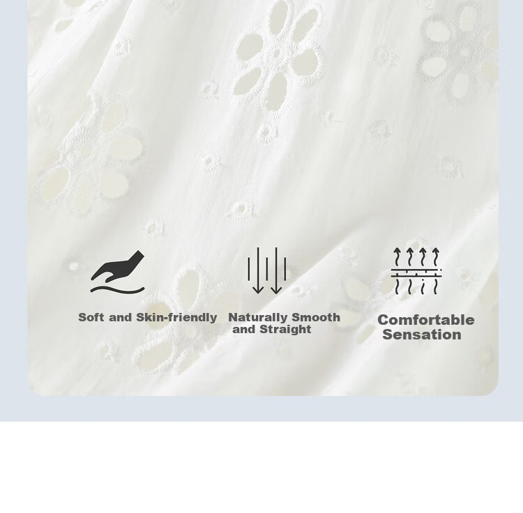 Sentubila Pure Cotton Lace V-Neck Lantern Sleeve White Dress for Women, Summer Elegant Pearl Button Embroidered A-Line Slimming Mid-Length Dress 12