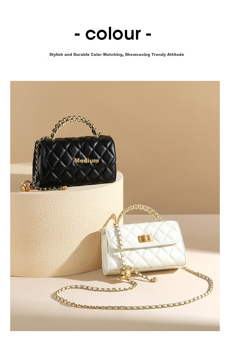 TUCANO Women's Leather Shoulder Bag Small Fragrance Style Quilted Chain Bag Fashion Versatile Crossbody Bag Mother's Day Birthday Gift 3