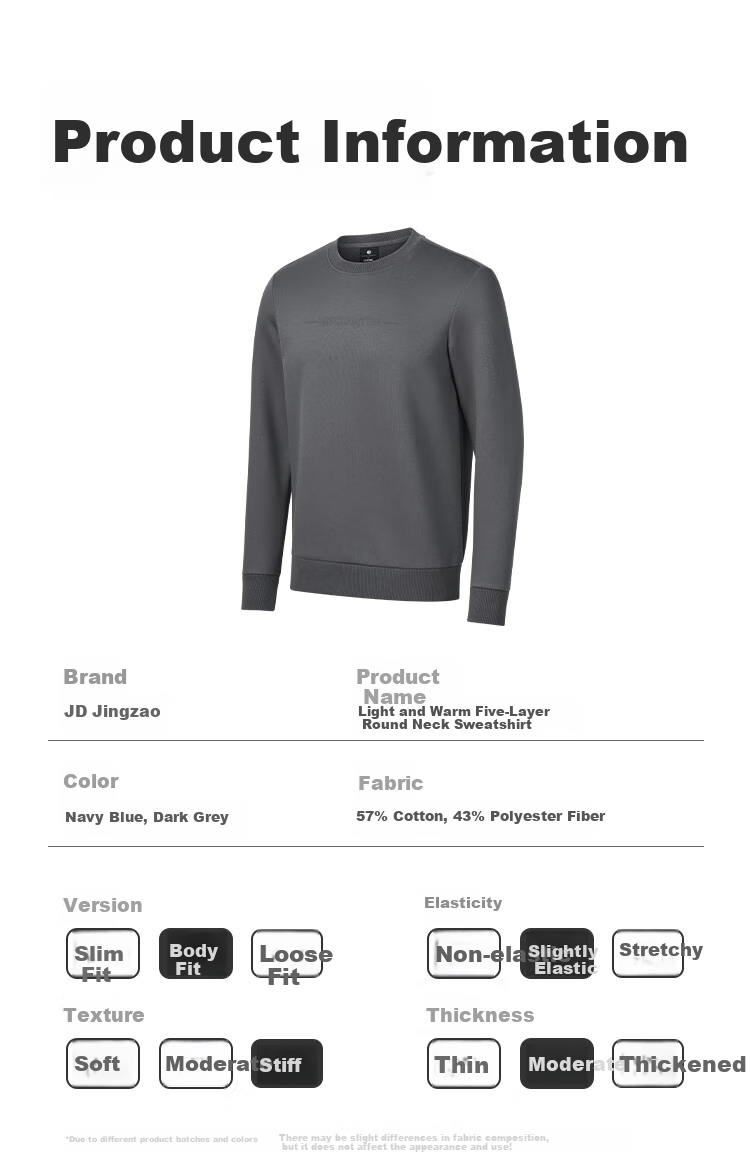 JD Original [Skin-Friendly Air Layer] Men's Sweatshirt Jacket, Spring And Autumn New Casual Long-Sleeve Menswear T-Shirt, Deep Navy Blue, M 12