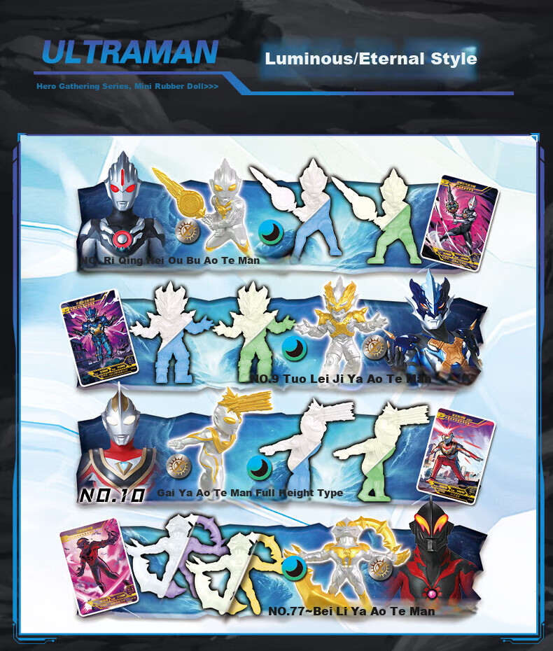 Kayou Ultraman Rubber Doll Series 8: Hero Assembly Collection XP Cards - Mid-Autumn Festival, National Day, Children's Christmas Gift 4