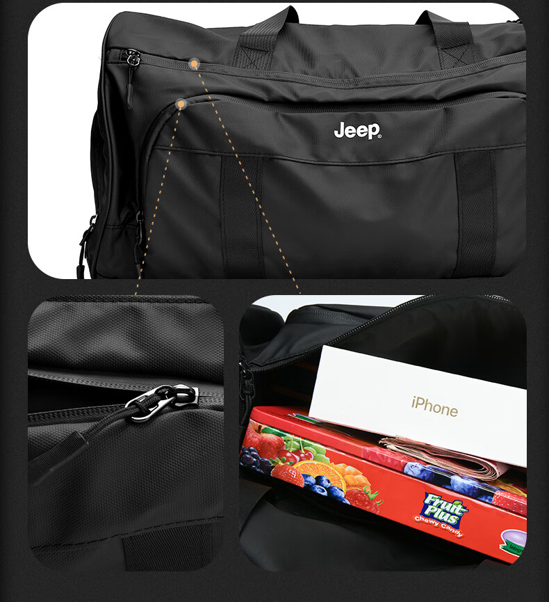 JEEP Multifunctional Large Capacity Gym Bag with Shoe Compartment Crossbody Travel Handbag 2