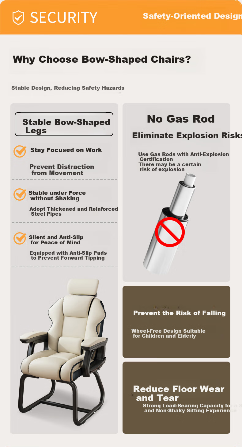Chibailun Computer Chair, Bow-Shaped Gaming Chair, Home Office Chair, Reclining Sofa Chair, Comfortable for Long Sitting, Dormitory Study Chair 4