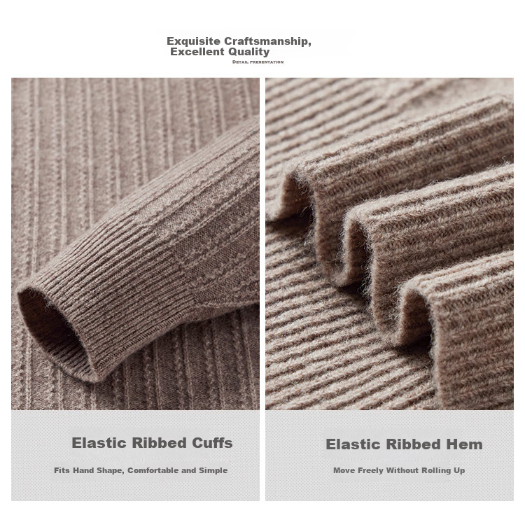 FIRS [100% Wool] Men's Sweater, Autumn And Winter Round Neck, Heavyweight Thickened, Warm Soft Jacquard Pullover 3