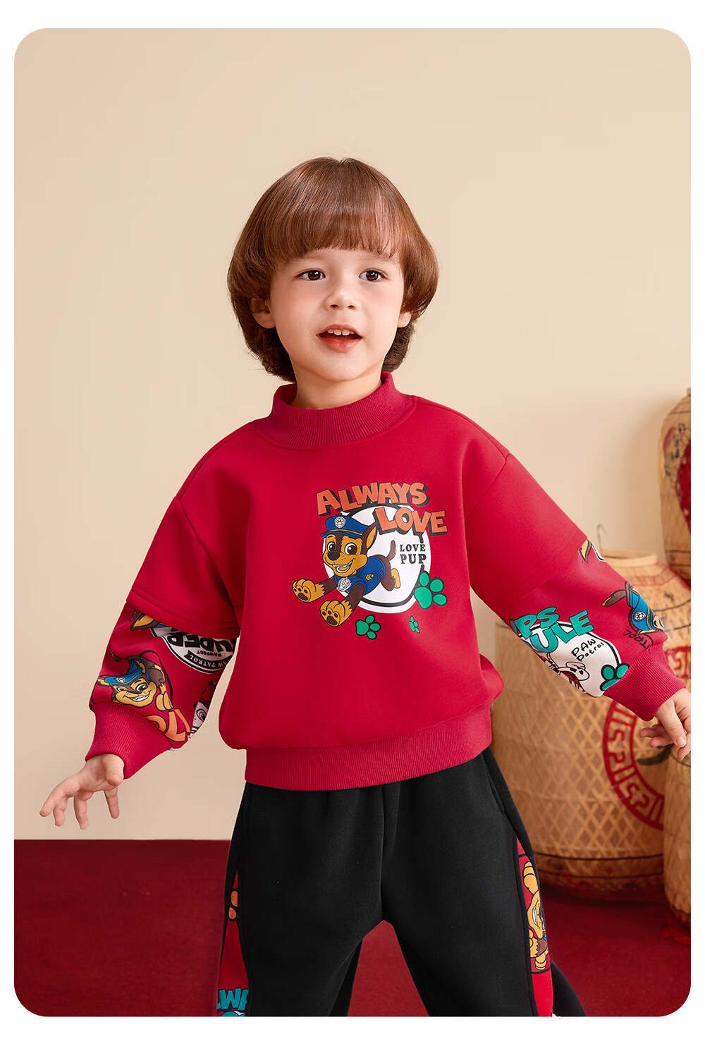 PAW PATROL Kids Fleece Pullover Sweatshirt Autumn Winter Crewneck Red Girls Trendy Hoodie 0343 Size 110 11