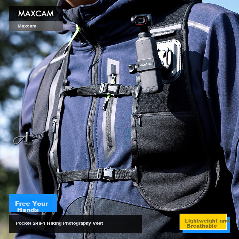 MAXCAM/Maisikamu Suitable for DJI Osmo Pocket 2/1, Camera Mounting Vest for Hiking, Sports, Trekking, Fishing, Photography, Fixed Shoulder And Chest Strap Accessories