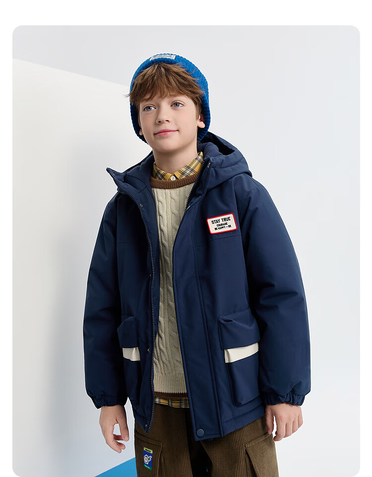 Balabala Boys' Cotton Padded Jacket Kids' Coat 2025 Autumn Winter Fleece Lined Thermal Warm Clothing Trend 208425106101 3