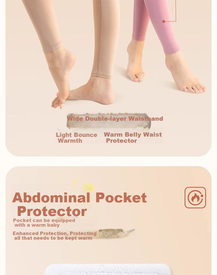 GRACEWELL Women's Thermal Underwear, New Modal Warm Pants, Thin Autumn And Winter Base Layer, High-Waisted Pocket Magic Line Pants, Skin Color L 8