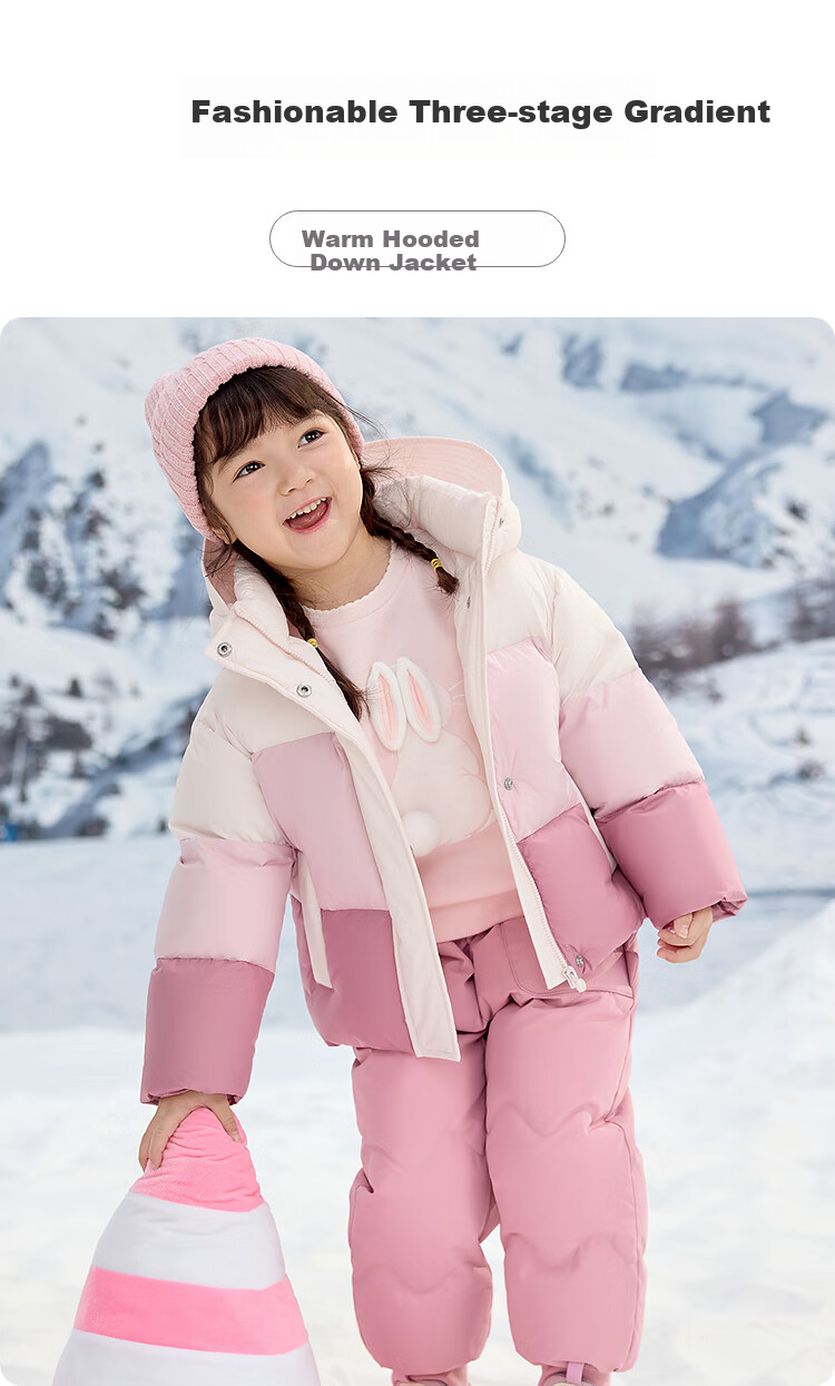 BALABALA Children's down Jacket, Warm Hooded Coat, Winter Wear, Trendy, 201424107010 1