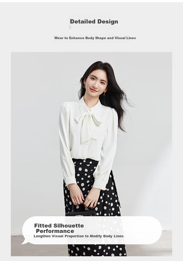 Bodexiaojie Women's Chiffon Bow Tie Blouse, Professional Commute Formal Wear, Inner Layer for Petite Figures, Interview Shirt, White, XL 6