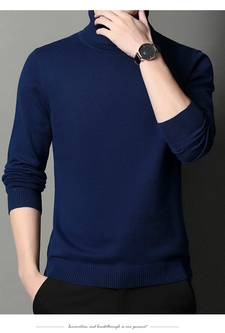 MULINSEN Men's Turtleneck Sweater Autumn Winter Warm Pure Cotton New Year Base Knitwear Wine Red XL 8