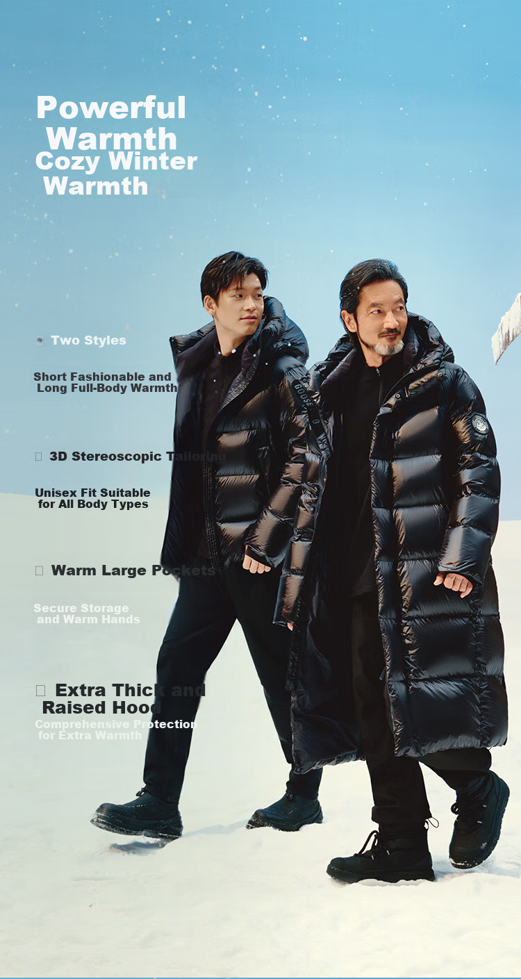 JD Original [Black Gold Imported White Goose down] Short Goose down Jacket for Men And Women, Winter Outerwear, Obsidian Black, 3XL 4