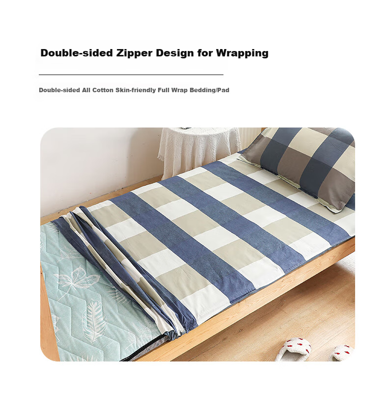 Yunjin Dormitory Mattress Protector, Pure Cotton Fitted Sheet Cover, Fully Enclosed Mattress Cover, Student Mattress Cover, Yinxiang, 90*190cm 7