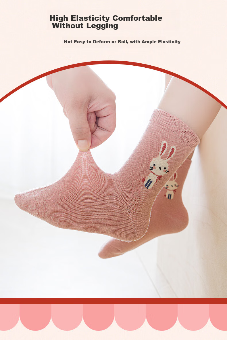LIUZHI SHU Children's Socks for Spring And Autumn, Girls' Thick Mid-Calf Socks for Fall And Winter, Combed Cotton Princess Socks for School-Age Children And Teens 4