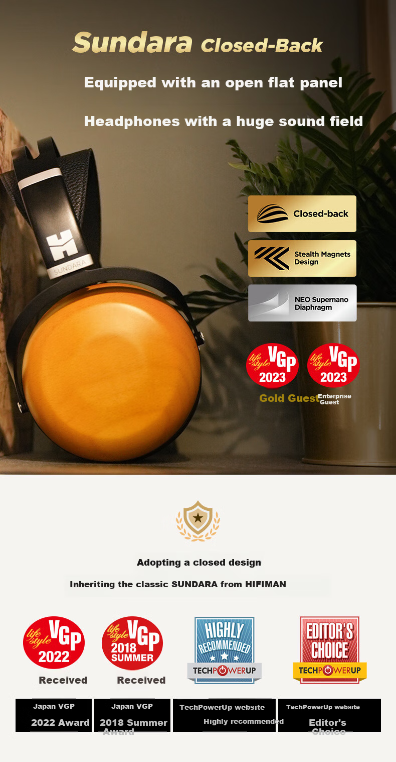HIFIMAN SUNDARA-C Invisible Magnetic Closed Planar Diaphragm HIFI Headphones for Computer Music And Gaming 2
