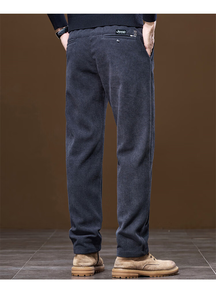 JEEP Men's Casual Corduroy Straight Loose Fit Pants Autumn Winter Sports Trousers Navy Blue 36 4