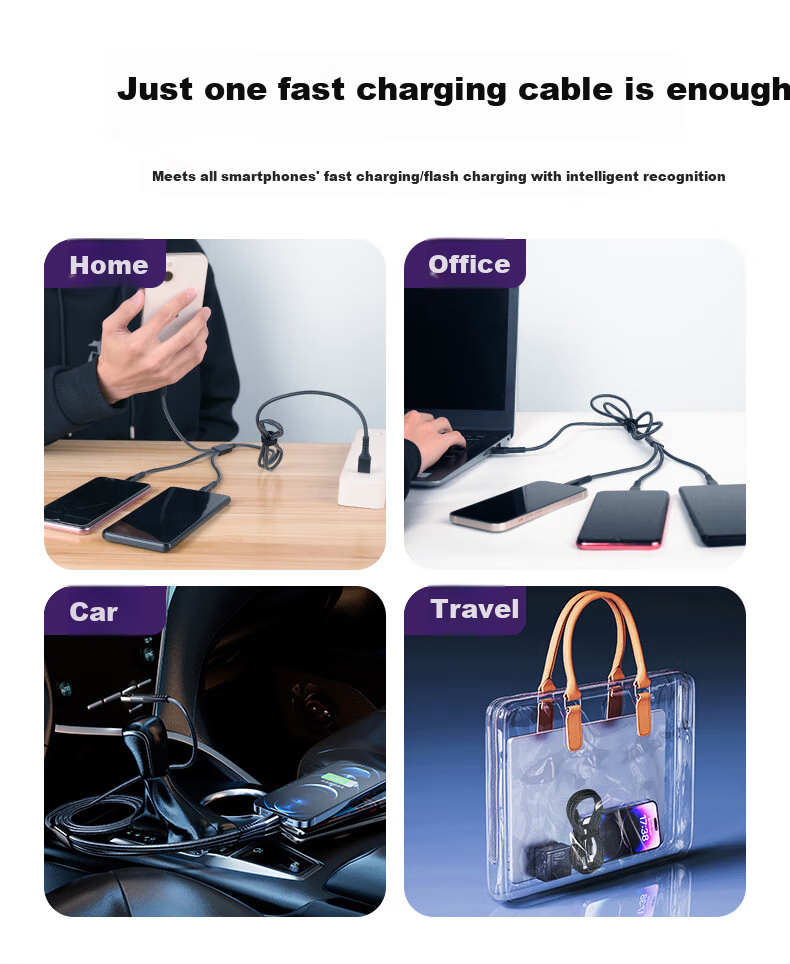 KOVOL [Core Upgrade] Data Cable Three-In 5A Fast Charging 88W Compatible with Huawei, Xiaomi, Type-C Android Phones Charging Cable for Apple 14/Oppo/iPhone One-To 5