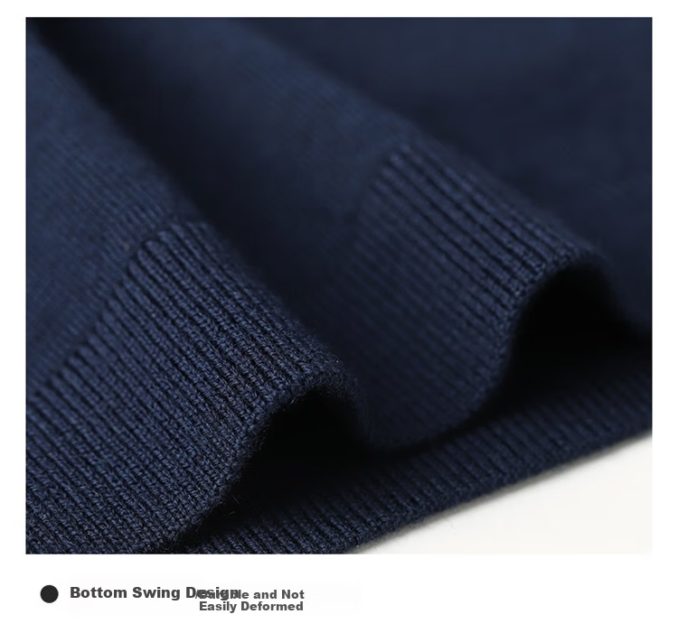 Goldlion Men's Wool Sweater, Spring And Autumn New Style, Simple Solid Color Knitted Inner Layer Top WLR0739-LK103, Navy Blue, M00 16