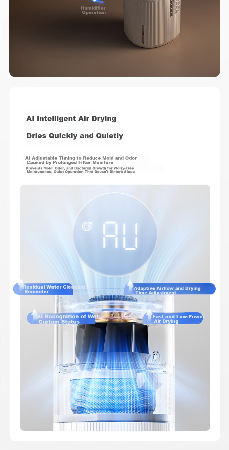 Midea [Xiaolanjing PRO] Price Protection, 618 Non-Water Evaporating Air Humidifier, for Pregnant Women And Infants, Floor-Standing, Bedroom Use, Quiet, Antibacterial, Gift, SZK-1Y80pro HarmonyOS Smart Connectio 9