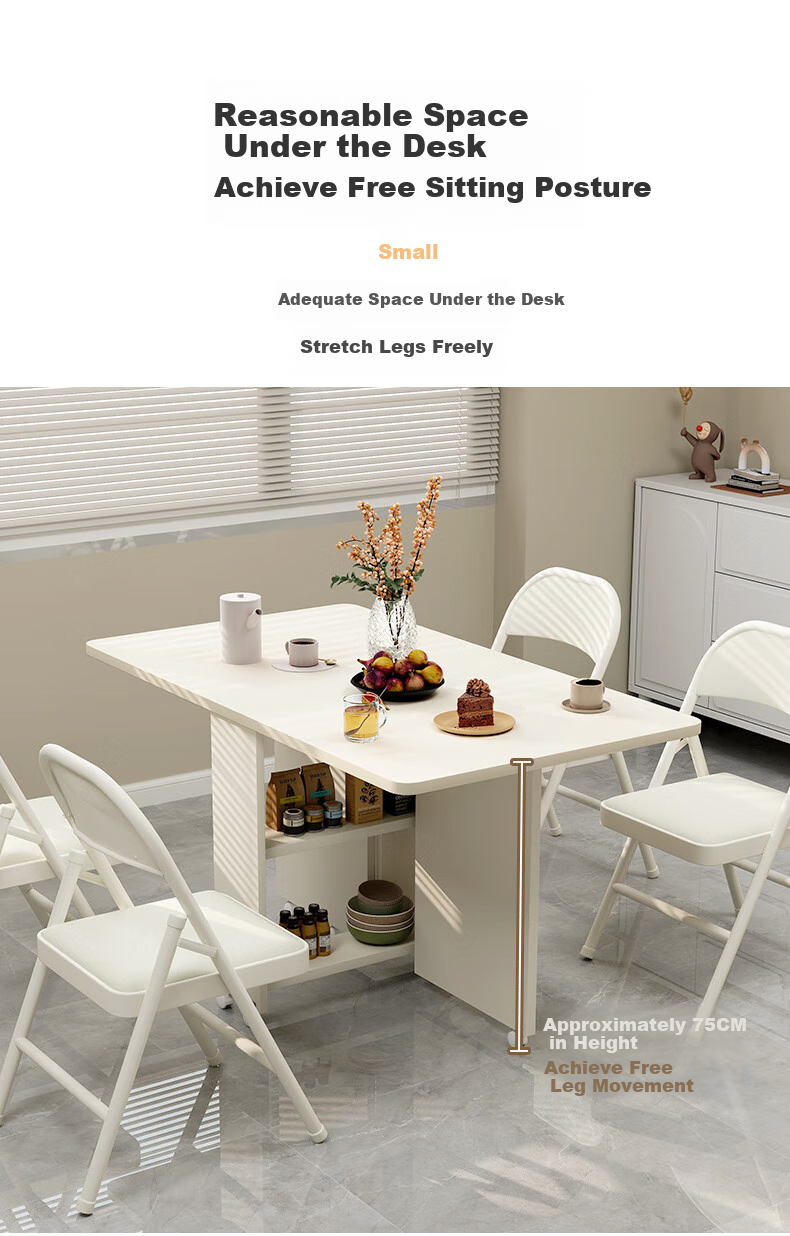 Fanshe Folding Dining Table, Foldable And Extendable, Suitable for Small Apartments, Foldable Dining Table for Home Use, Seats 4-6 People 5