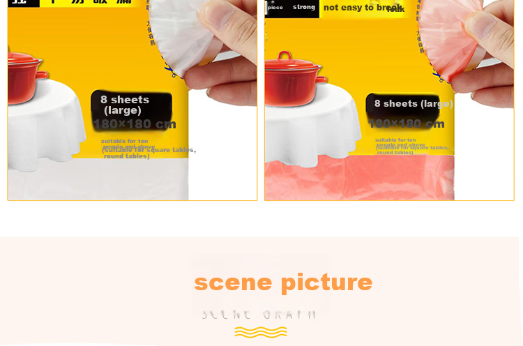 MIAOJIE Disposable Tablecloth C-Type Table Cover, Medium Size, 10 Pieces Per Pack, Plastic Film Placemat for Dining Table, Picnic Cloth, Red And White Randomly Sent 11