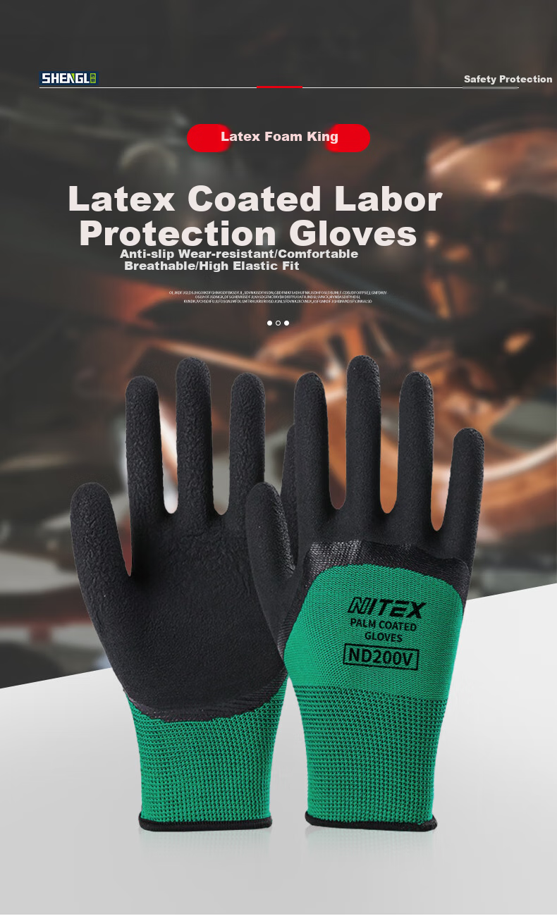 SHENGLI Safety Gloves, Construction Site Gloves, Reinforced Wear-Resistant Non-Slip Gloves for Delivery, Warehouse, And Construction Work, Thickened Rubber Foam ND818, 12 Pairs/pack 1