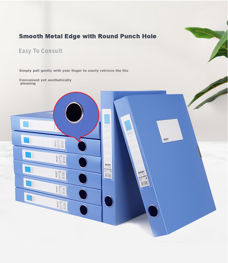 TANGO Thickened A4 File Box, 35mm Document Box, 10 Pieces, Personnel And Financial Contract Adhesive Closure Storage Protection Box, Office Stationery Supplies, Blue, 0161 6