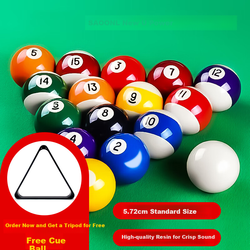 SADONLI Billiard Balls, American Pool Balls, Large Size, 16 Colors, Crystal Pool Table Balls, Accessories, 57.2mm, Billiard Supplies, XD-9501