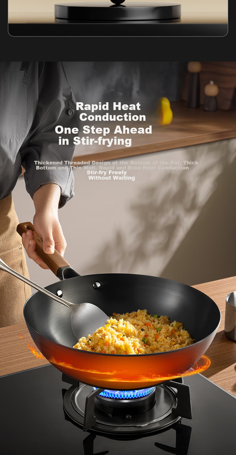 Zhongkang Titanium Antibacterial Bionic Non-Stick Iron Pan without Coating for Home Use, Suitable for Frying Eggs, Compatible with Induction Cookers, 28cm 8