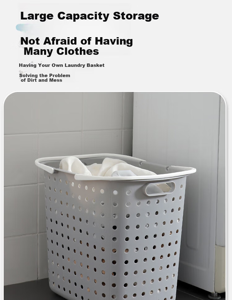 Ourunzhe Laundry Hamper, Large Capacity Hollow Laundry Basket, Clothes Storage Bin, Washing Hamper, Storage Basket, Enlarged Laundry Basket 6