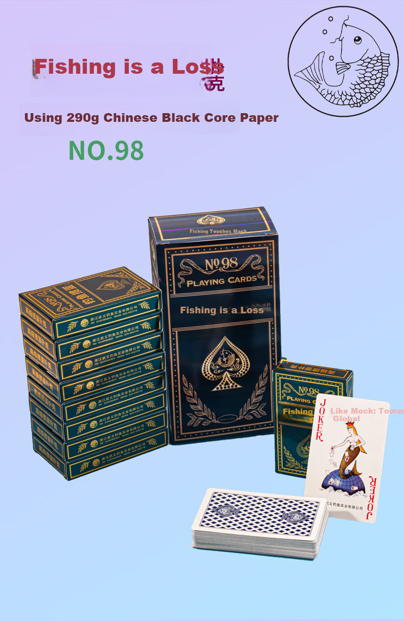 Diaoyu Guandan Special Playing Cards with Black Core, Thickened Anti-Peeping Guandan Entertainment Durable Tabletop Card Game, 20 Decks Blue NO.98 1