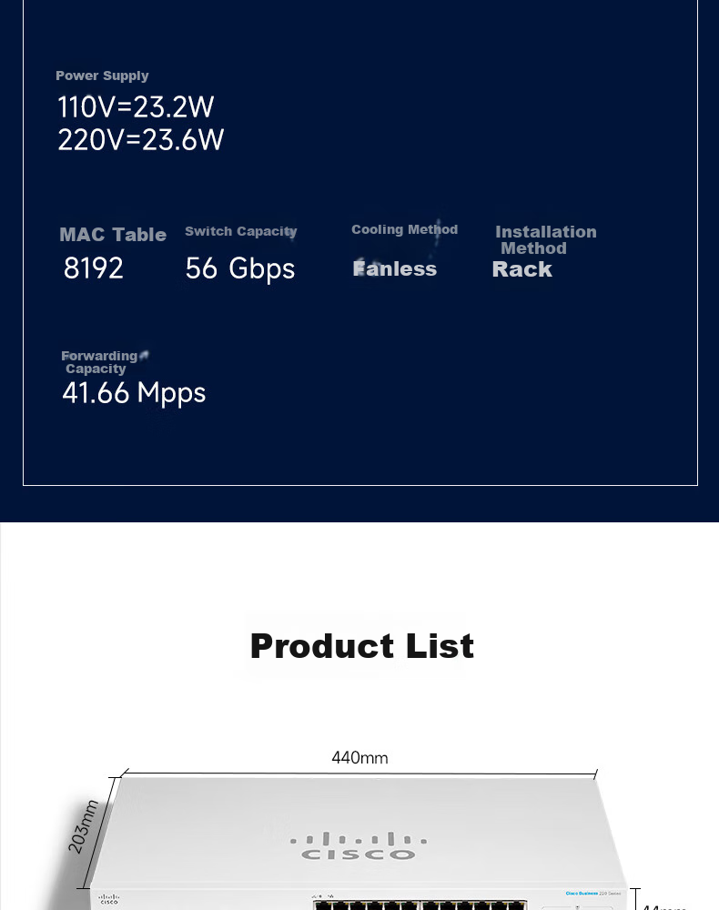 CISCO Switch, 24-Port Gigabit Switch, CBS220-24T Gigabit Enterprise-Level Ethernet Switch 9
