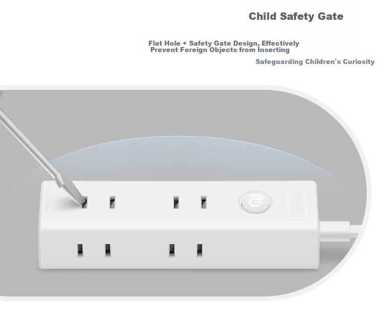 DELIXI Power Extension Cord Mini Socket/Two-Prong Two-Hole Power Strip/Power Bar/Surge Protector, Portable for Business Trips with One-To Control Switch, 1 Meter 6