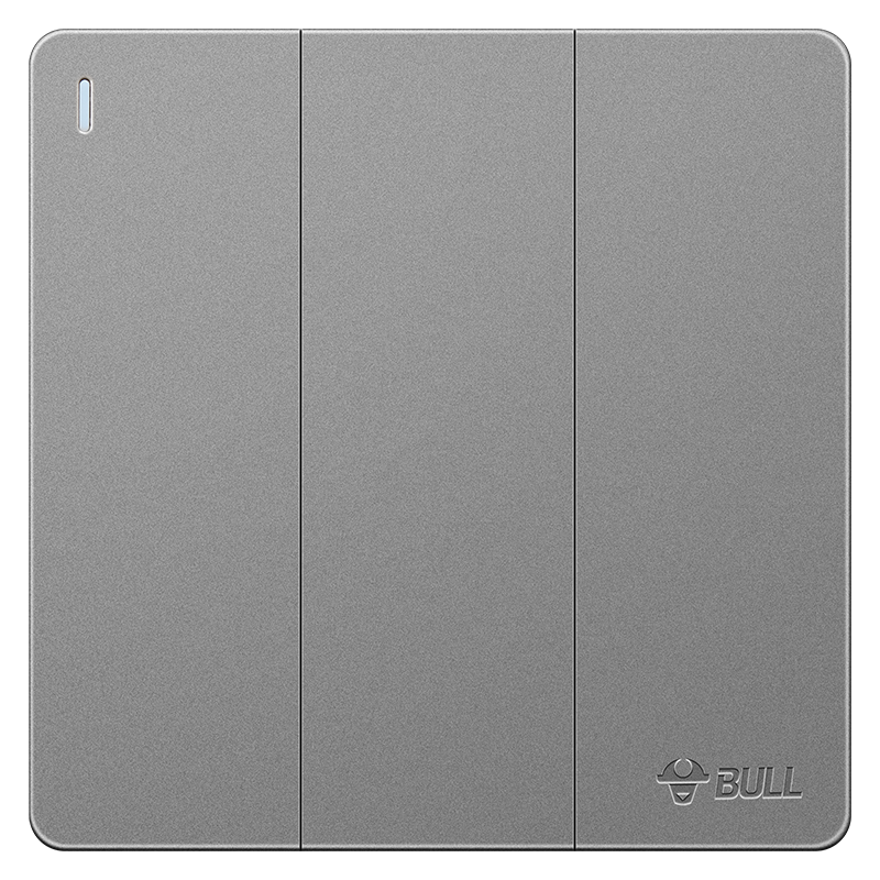 BULL Switch Socket, G12 Series, Three-Gang Single-Control Switch, 86-Type Concealed Installation, Large Panel G12K311, Space Gray
