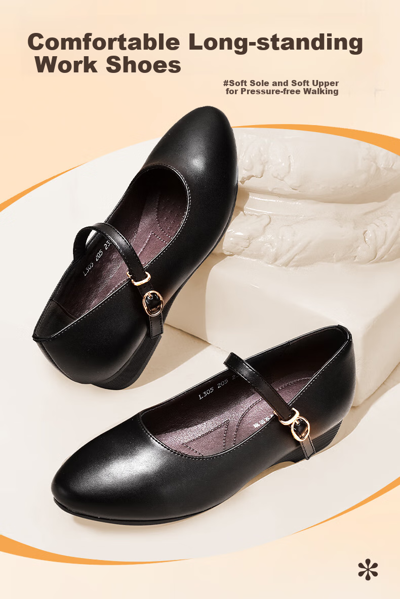 Chuwang Women's Flat Chef Shoes, Waitress Standing Work Shoes, Non-Slip Soft-Soled Kitchen Shoes, 2005 Black, Size 40 3