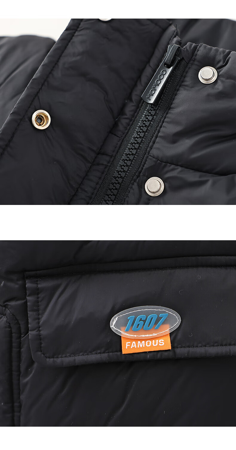 MOMOCO Boys Winter Thick Cotton Vest Children's Jacket Korean Style Pocket Vest Black Size 90 6