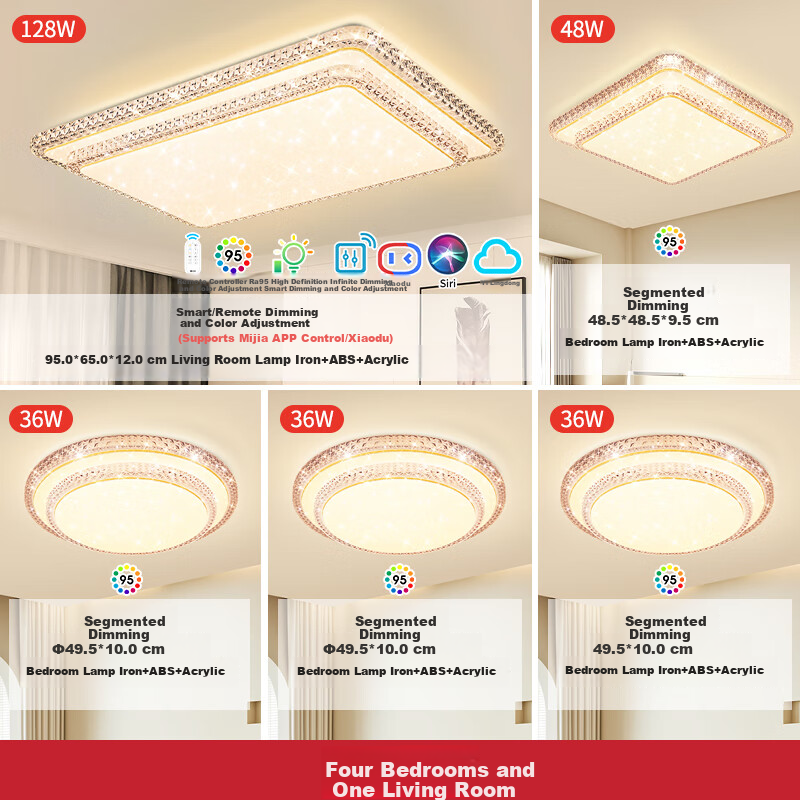 NVC Ceiling Light, Living Room Main Light, Voice-Controlled Smart Modern Luxury LED Lighting Fixture Set, White Gold And Moon Package Installation Included
